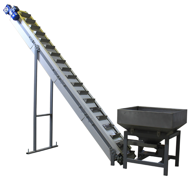 Наклонный ковшовый конвейер